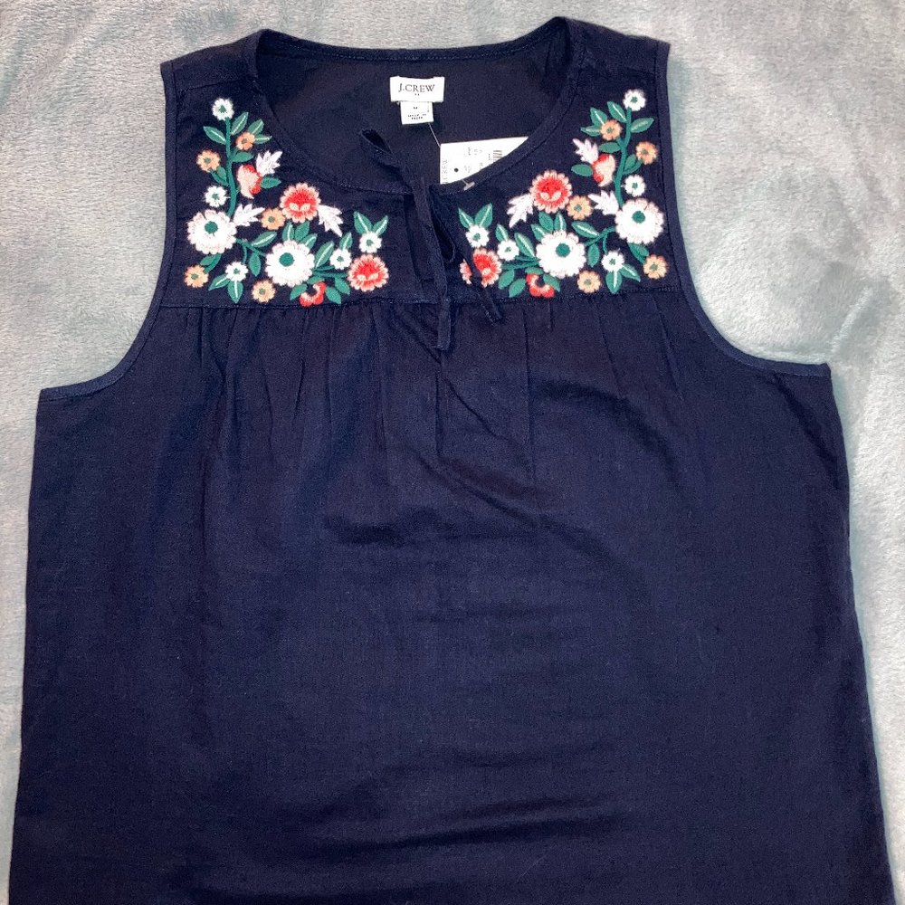 JCREW, Sleeveless Embroidered Top